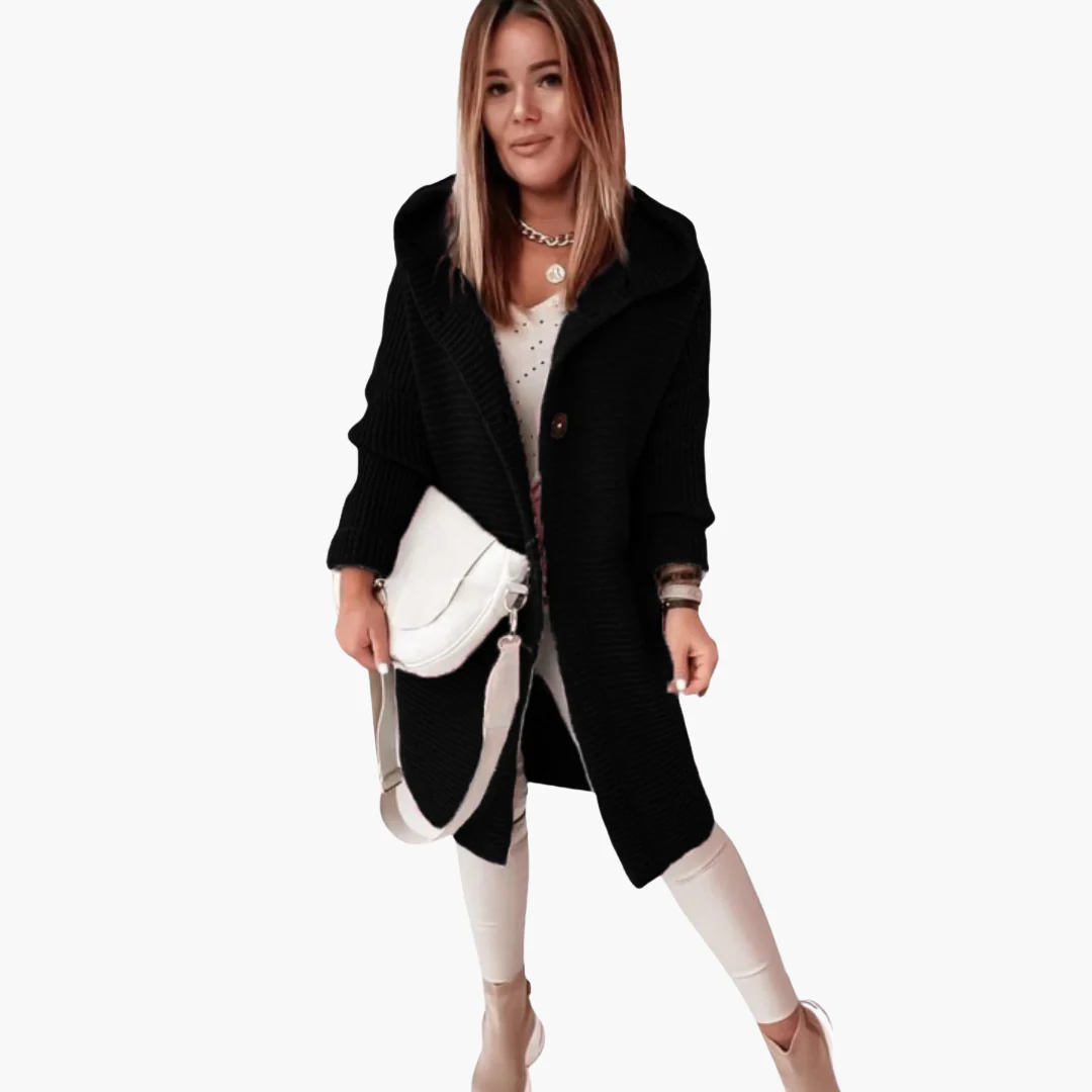 Damen Kapuzen Strickjacke mit offenem Schnitt und langen Ärmeln - Image 6