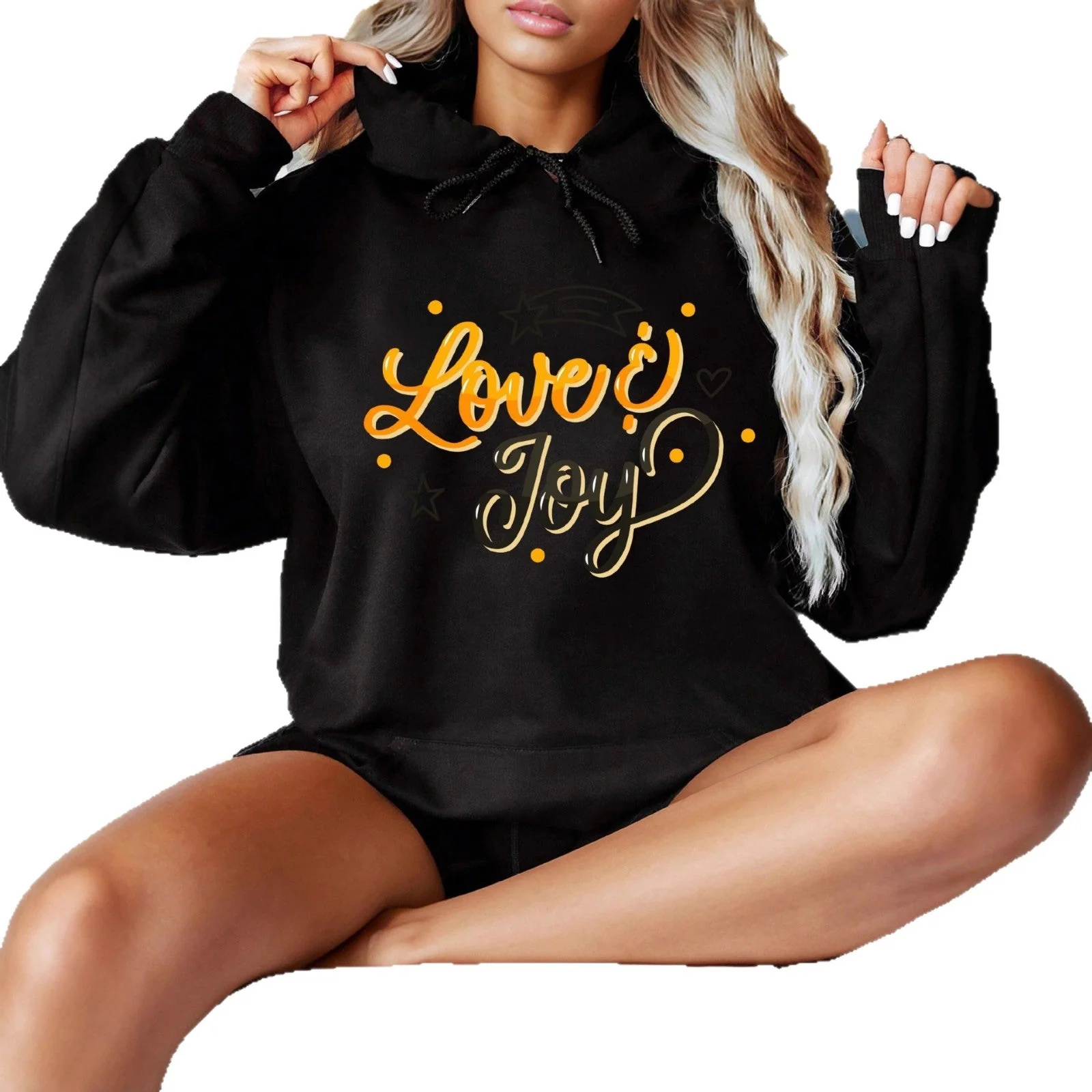 Damen Kapuzenpullover mit inspirierendem Love & Joy Design - Image 4