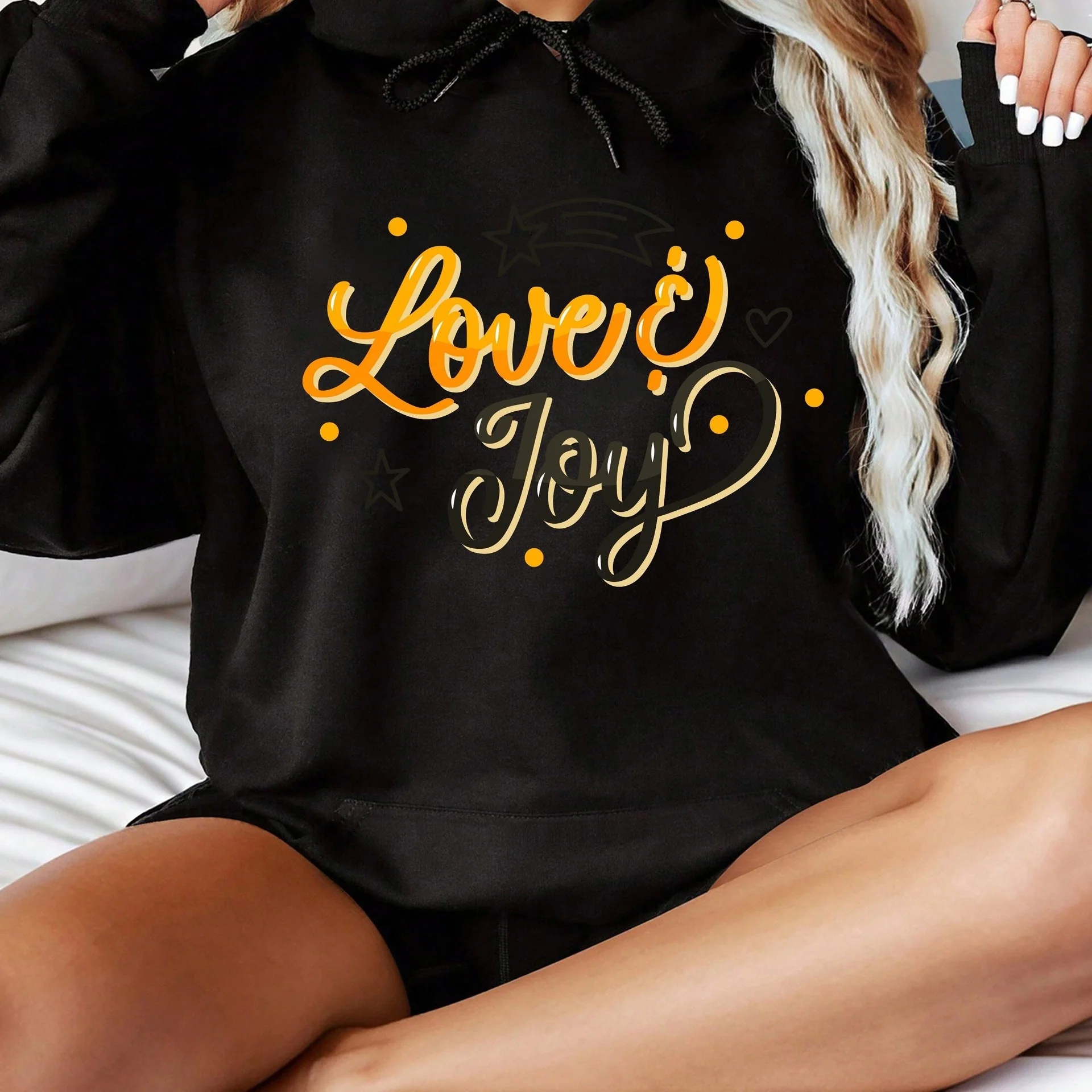 Damen Kapuzenpullover mit inspirierendem Love & Joy Design - Image 6