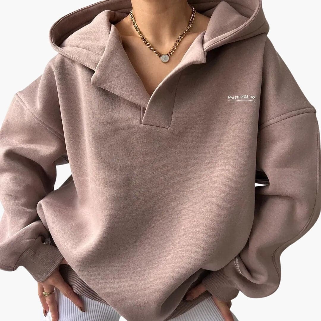Damen Kapuzenpullover mit Kapuze und überschnittenen Schultern - Image 3