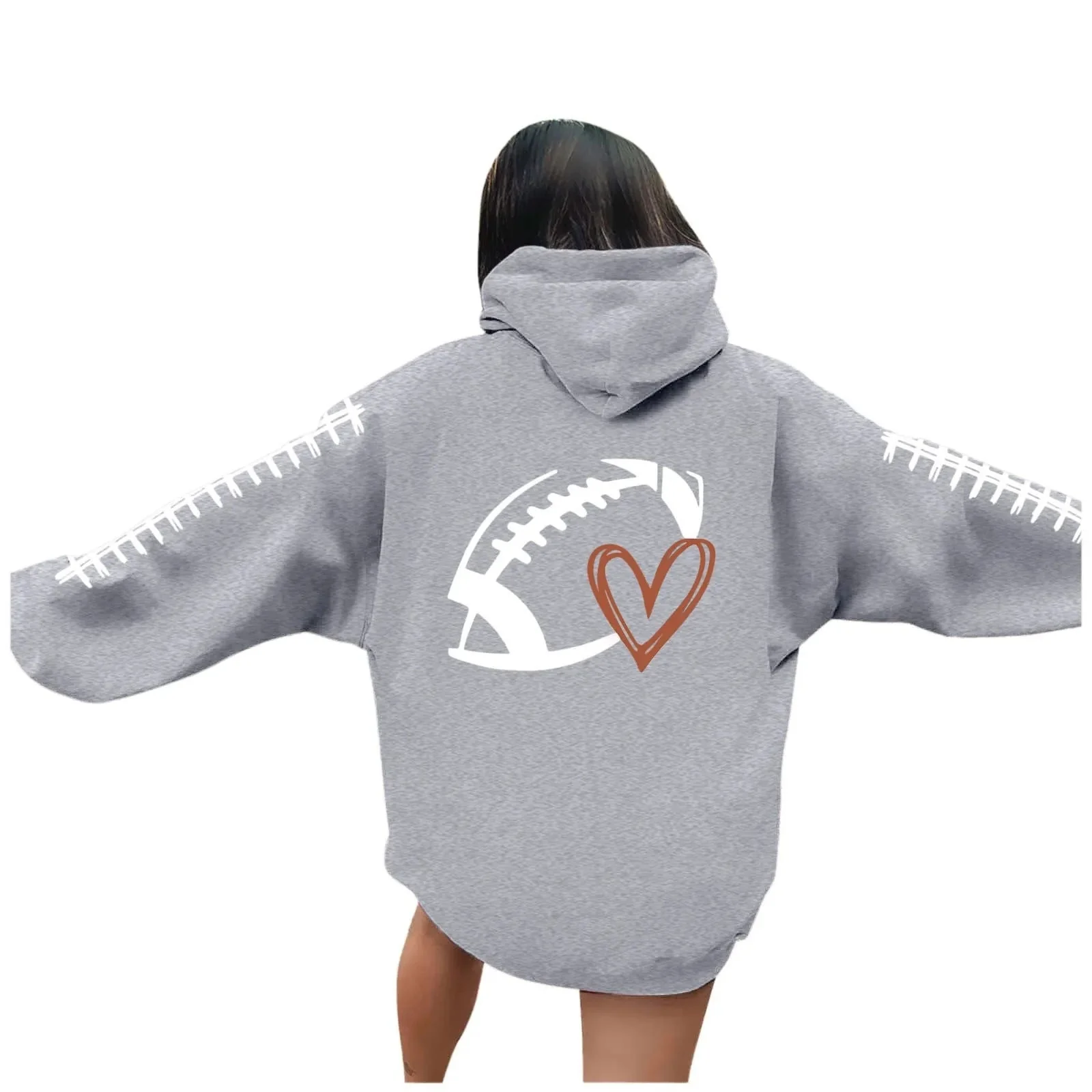 Damen Kapuzenpullover mit kreative Football-Motiv und lässigen Schnitt