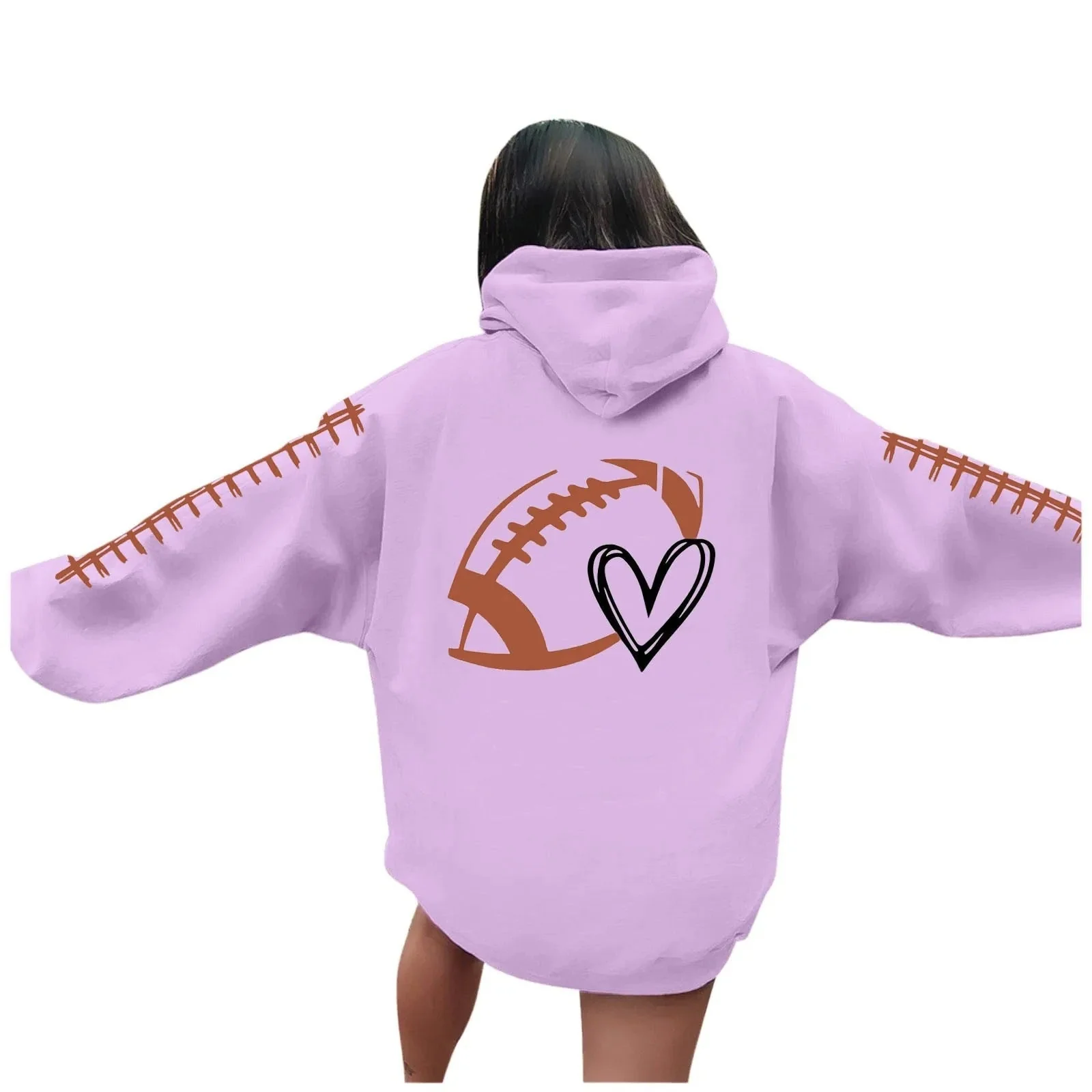 Damen Kapuzenpullover mit kreative Football-Motiv und lässigen Schnitt - Image 10