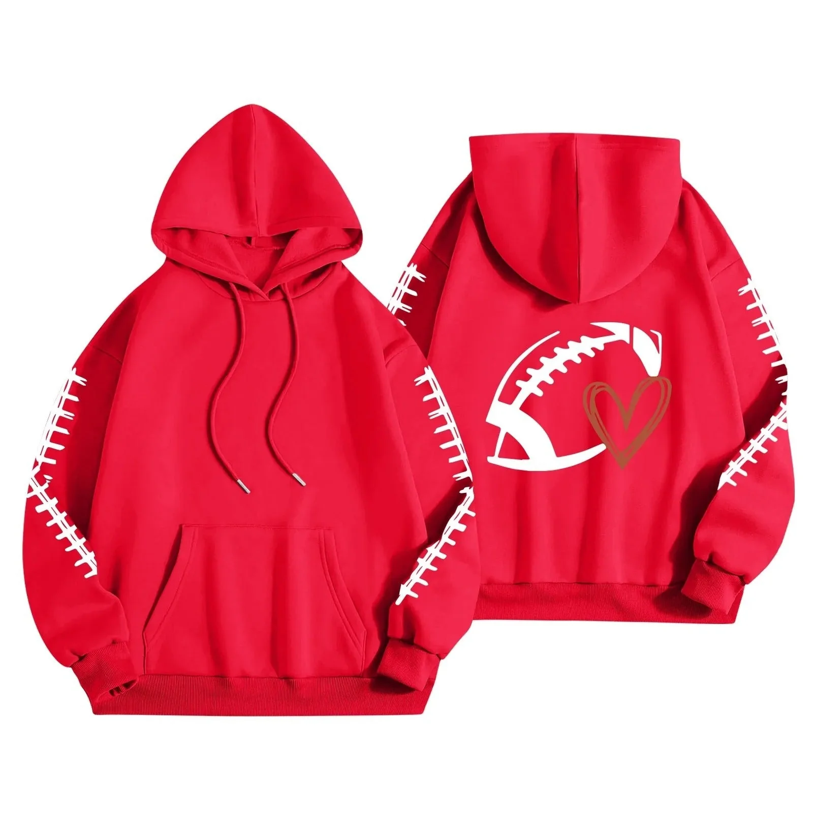 Damen Kapuzenpullover mit kreative Football-Motiv und lässigen Schnitt - Image 12