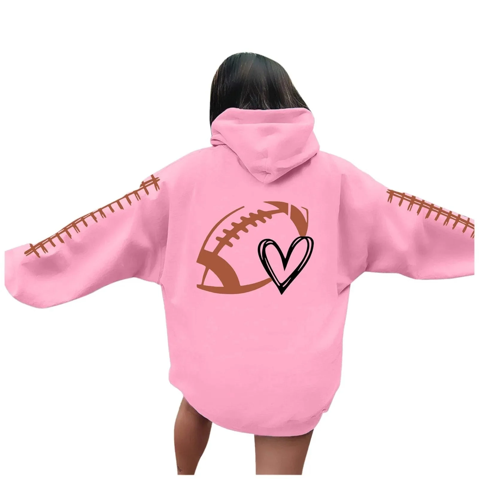 Damen Kapuzenpullover mit kreative Football-Motiv und lässigen Schnitt - Image 13
