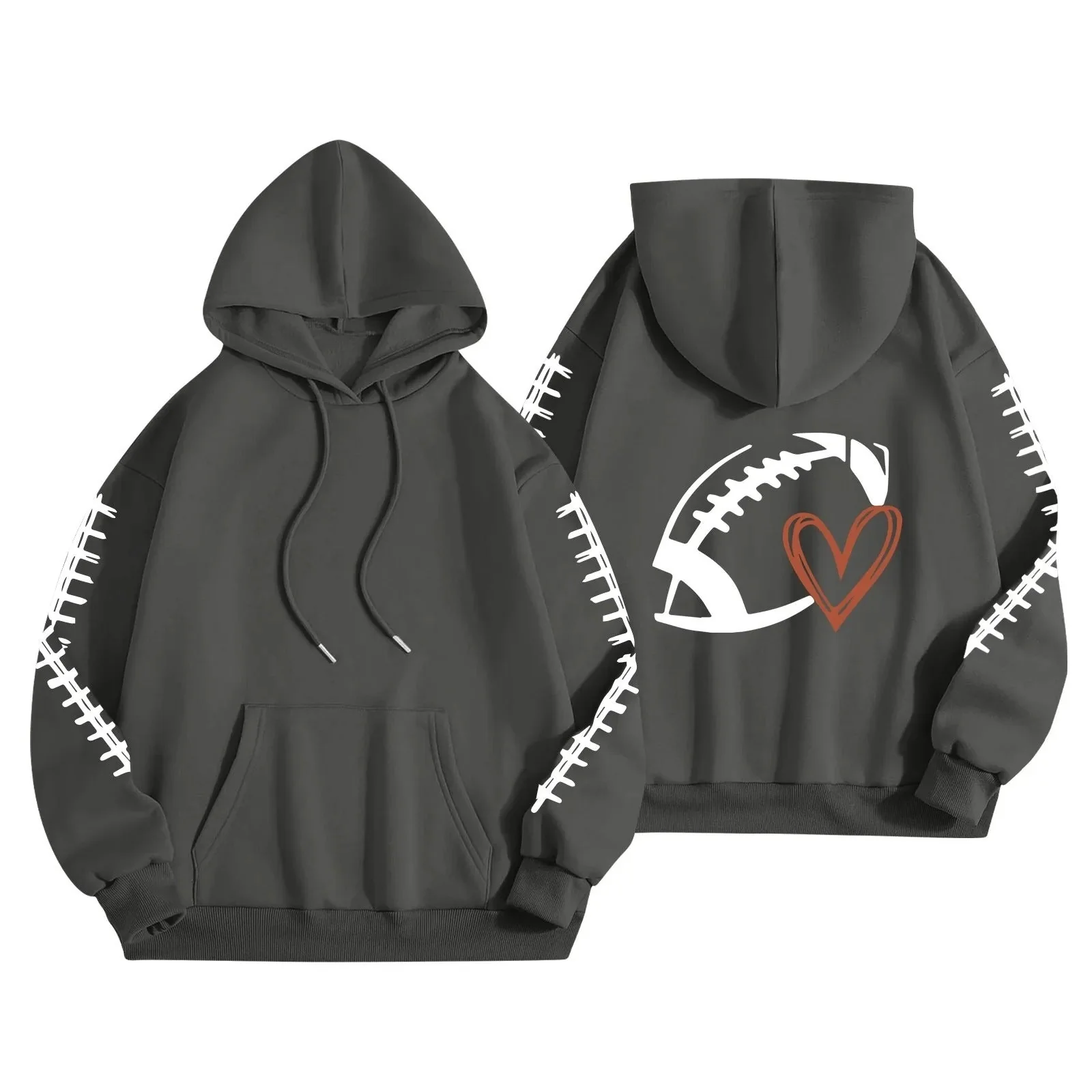 Damen Kapuzenpullover mit kreative Football-Motiv und lässigen Schnitt - Image 5