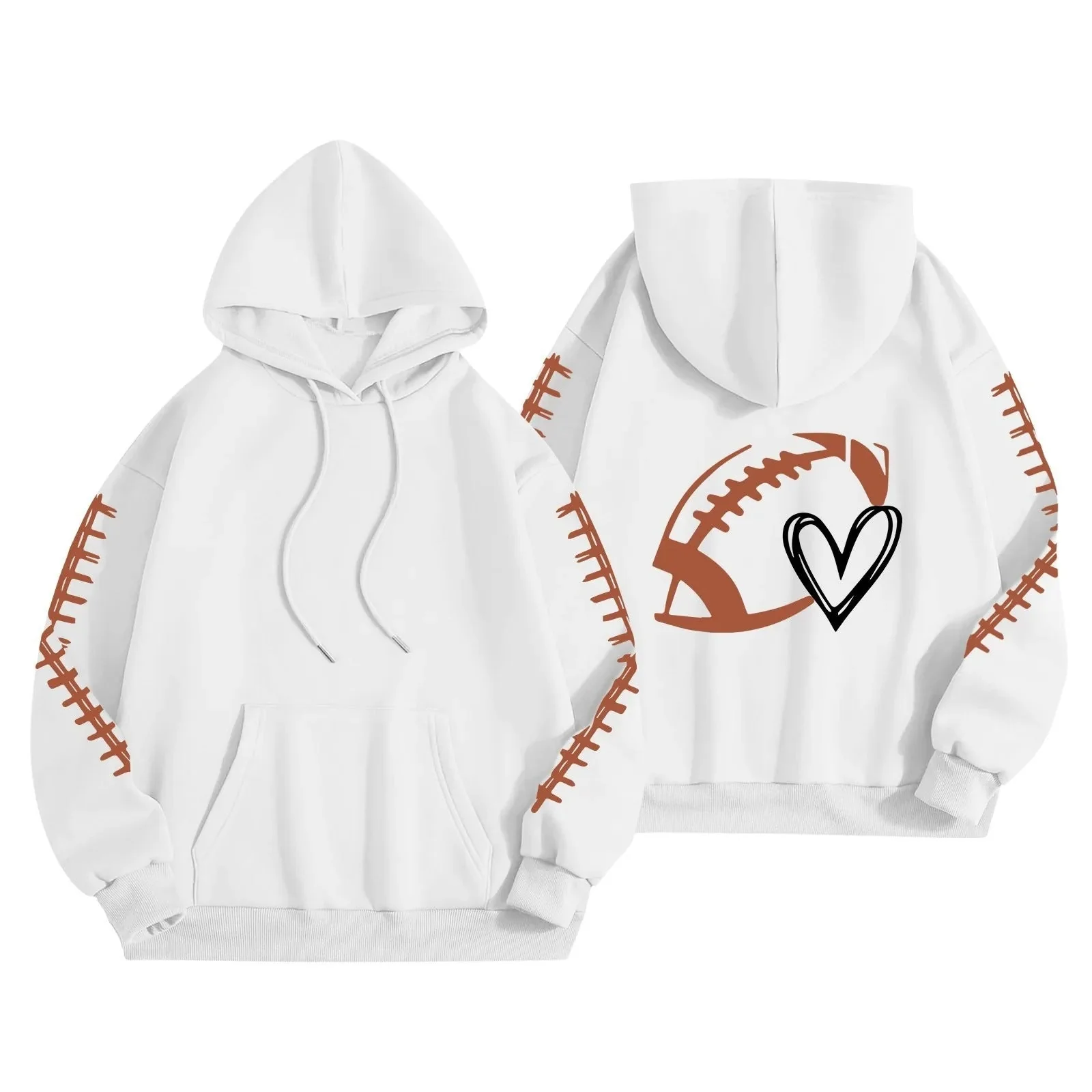 Damen Kapuzenpullover mit kreative Football-Motiv und lässigen Schnitt - Image 6