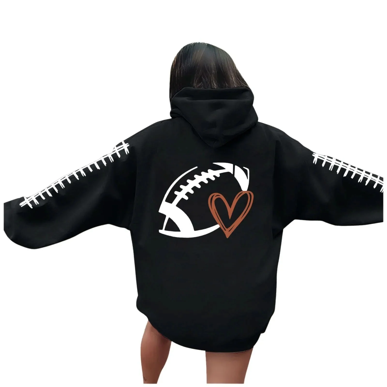 Damen Kapuzenpullover mit kreative Football-Motiv und lässigen Schnitt - Image 7