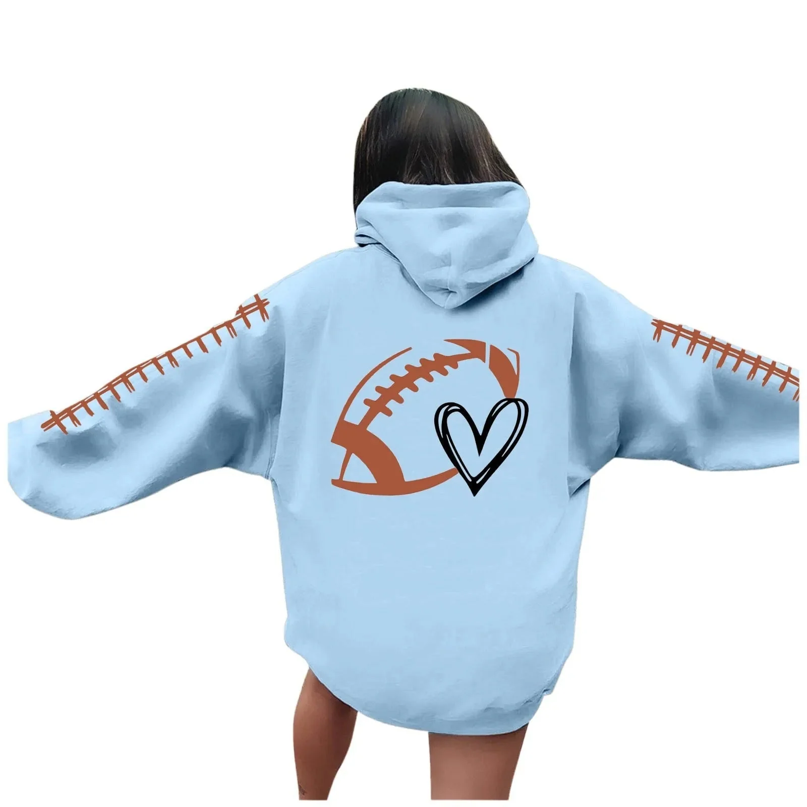 Damen Kapuzenpullover mit kreative Football-Motiv und lässigen Schnitt - Image 8