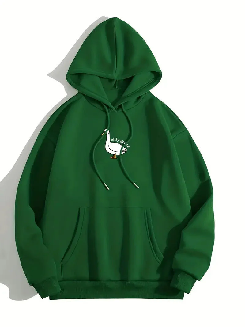 Damen Kapuzenpullover mit kreativem Gänsemotiv und weichem fleece innen - Image 10