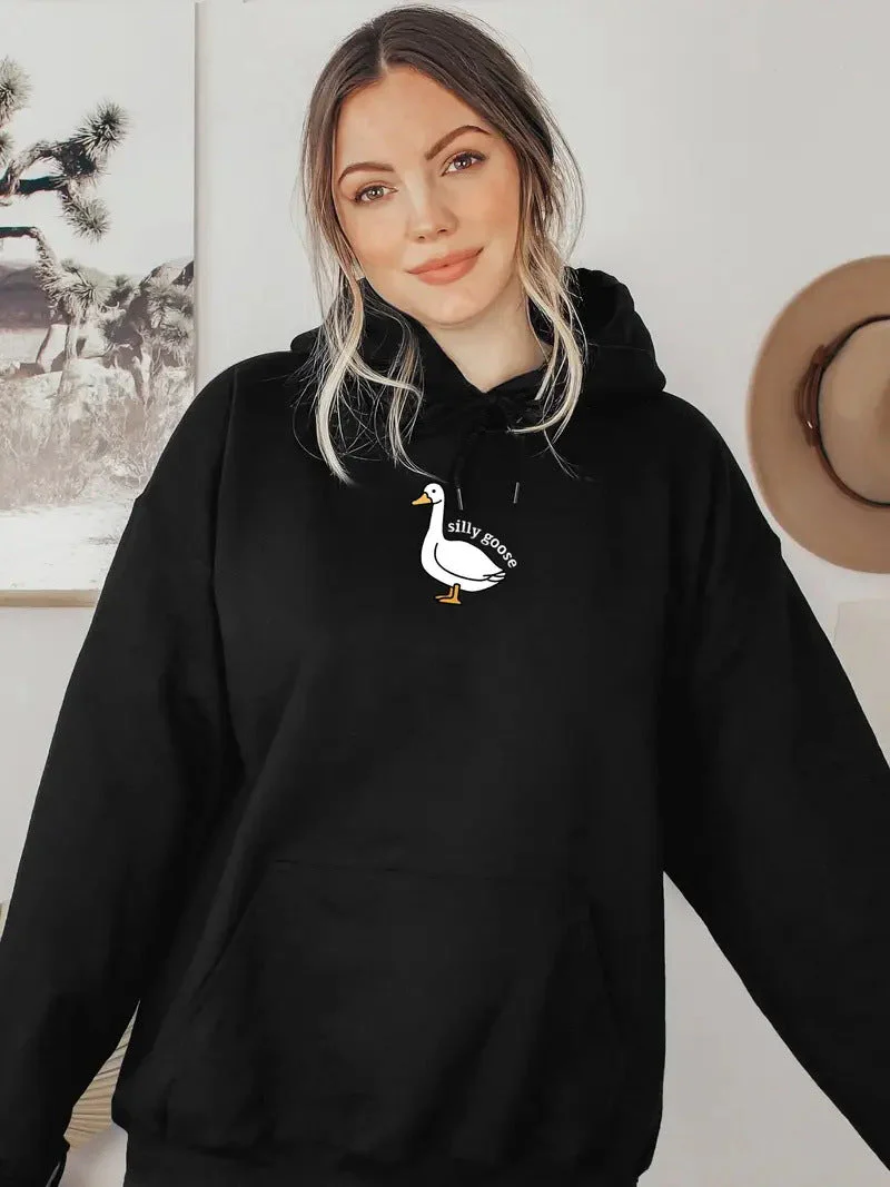 Damen Kapuzenpullover mit kreativem Gänsemotiv und weichem fleece innen - Image 12