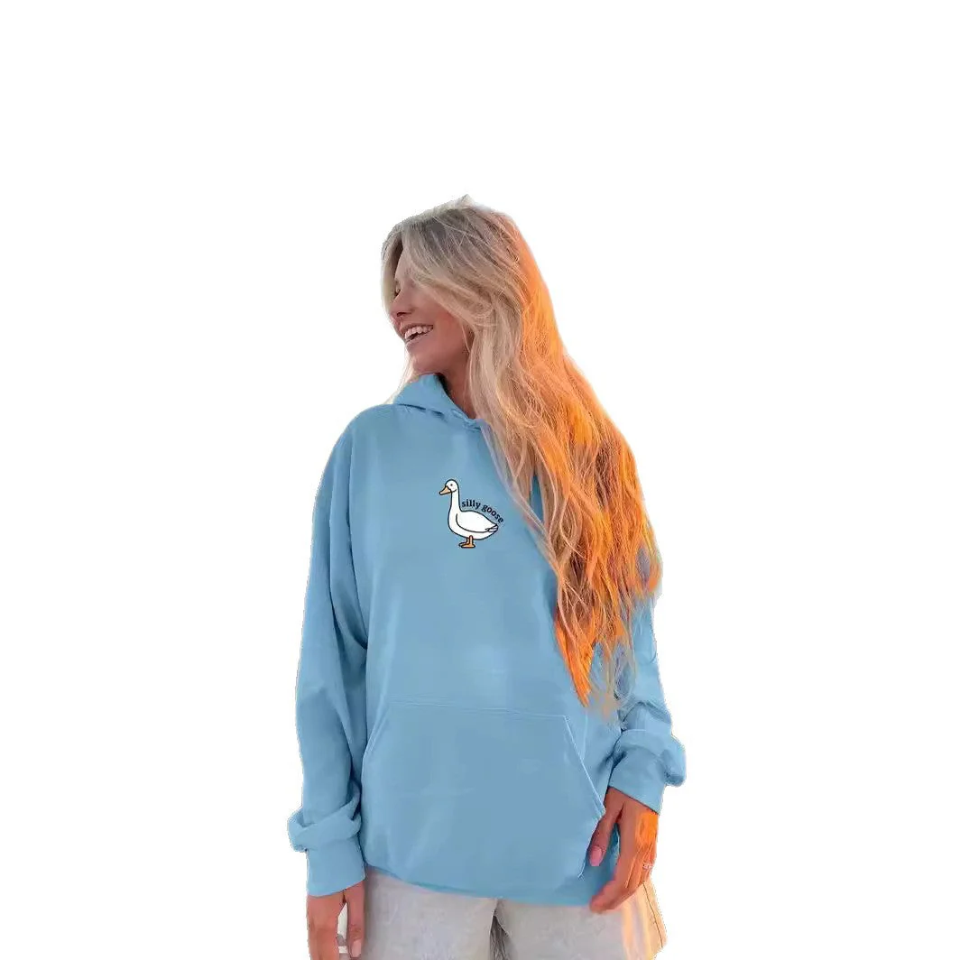 Damen Kapuzenpullover mit kreativem Gänsemotiv und weichem fleece innen - Image 4