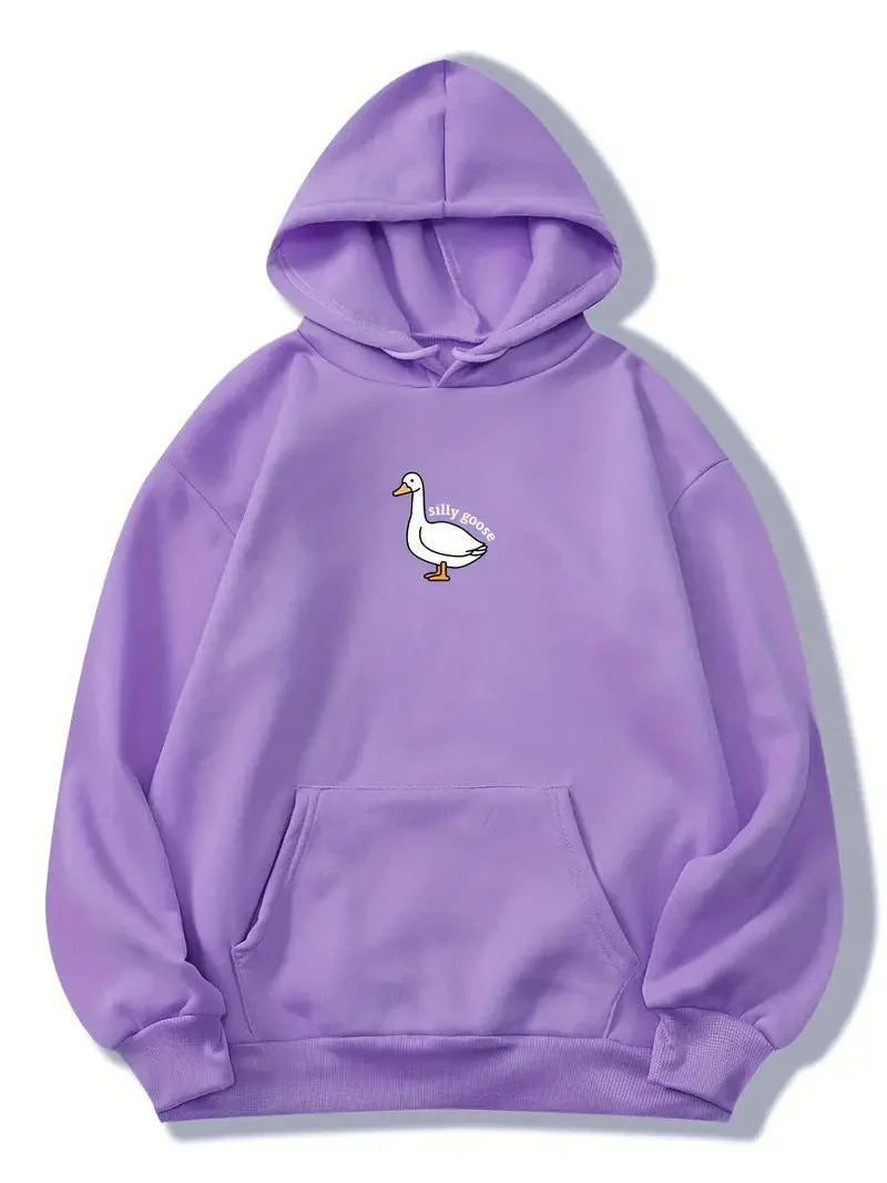 Damen Kapuzenpullover mit kreativem Gänsemotiv und weichem fleece innen - Image 5