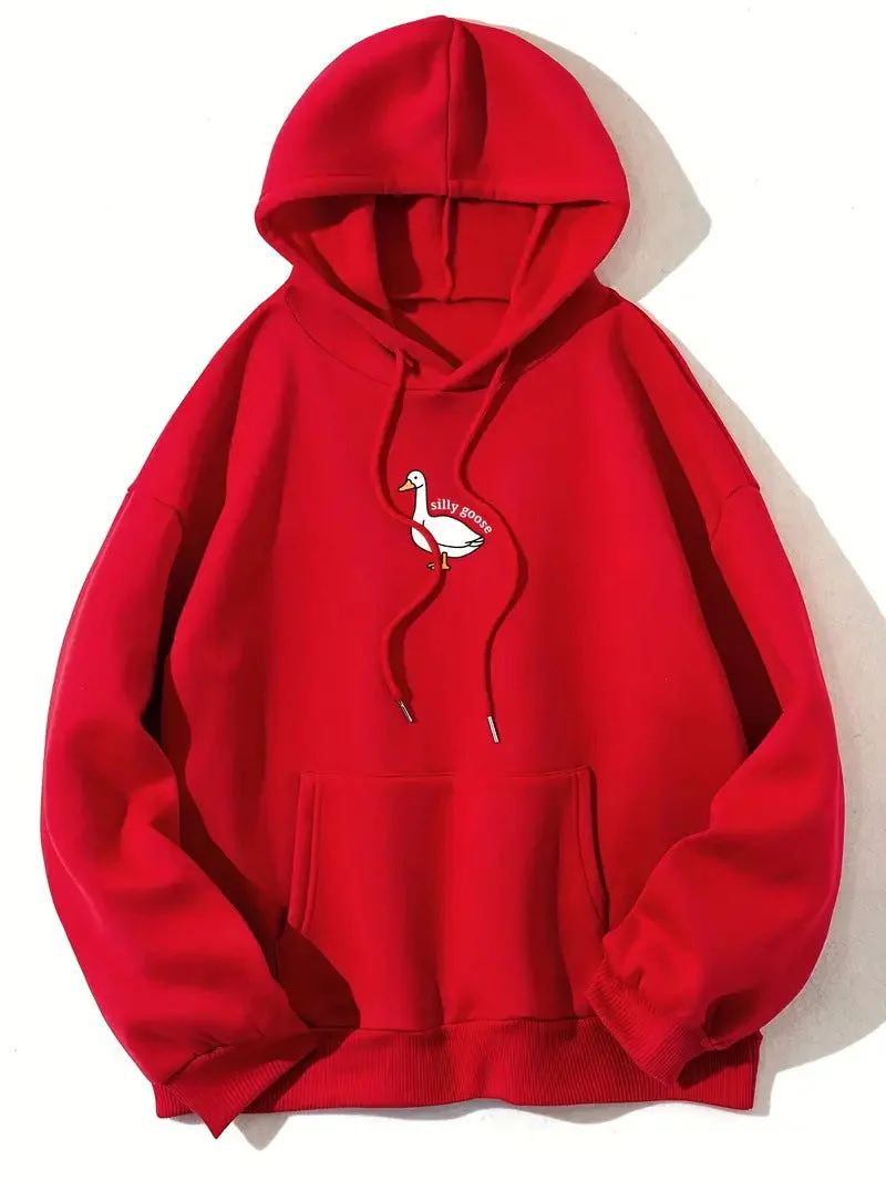 Damen Kapuzenpullover mit kreativem Gänsemotiv und weichem fleece innen - Image 6