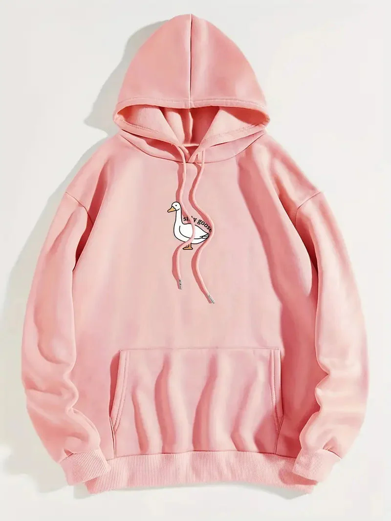 Damen Kapuzenpullover mit kreativem Gänsemotiv und weichem fleece innen - Image 8