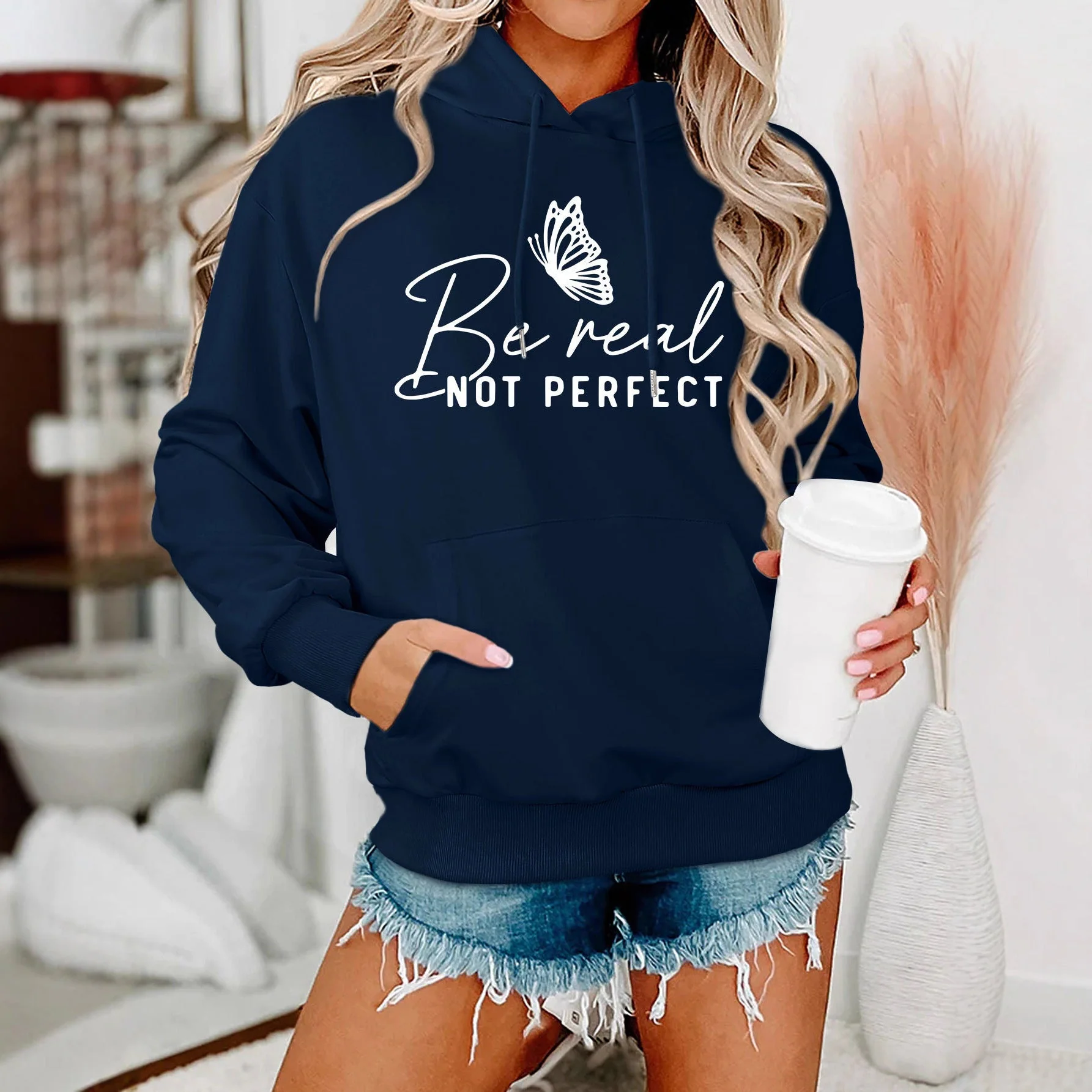 Damen Kapuzenpullover mit kreativem Motiv und bequemer Schnittführung - Image 3