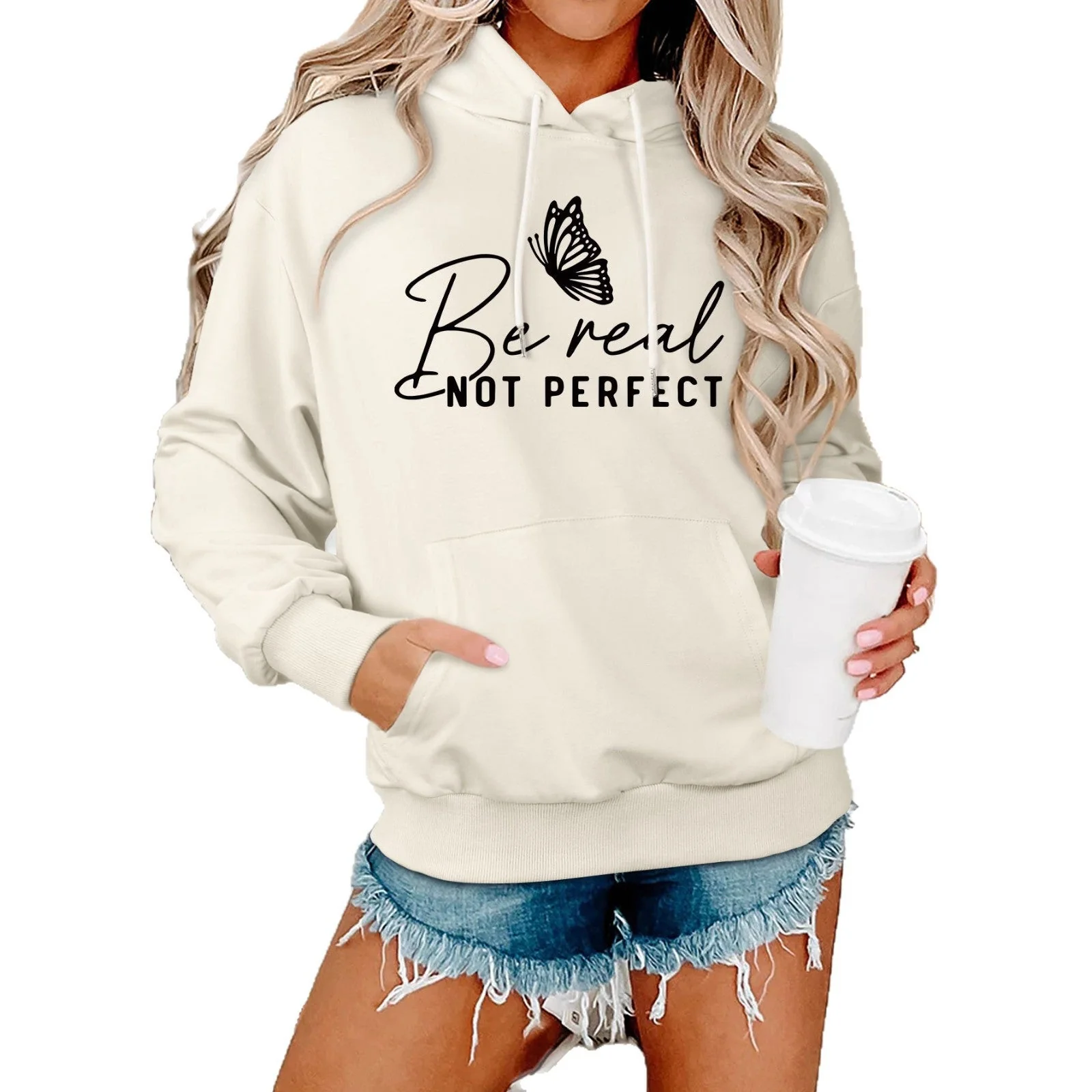 Damen Kapuzenpullover mit kreativem Motiv und bequemer Schnittführung - Image 4
