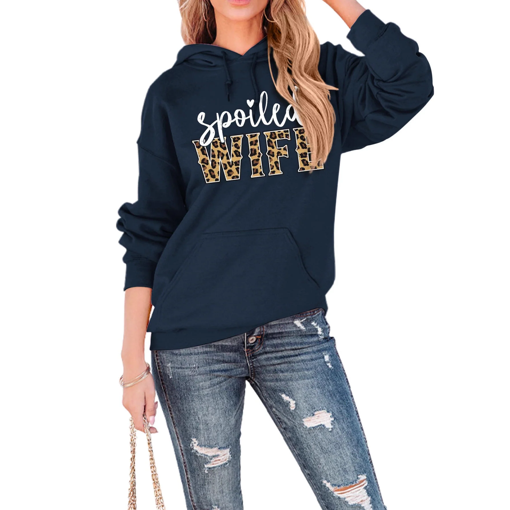 Damen Kapuzenpullover mit kreativem und elegantem Schriftzug - Image 3