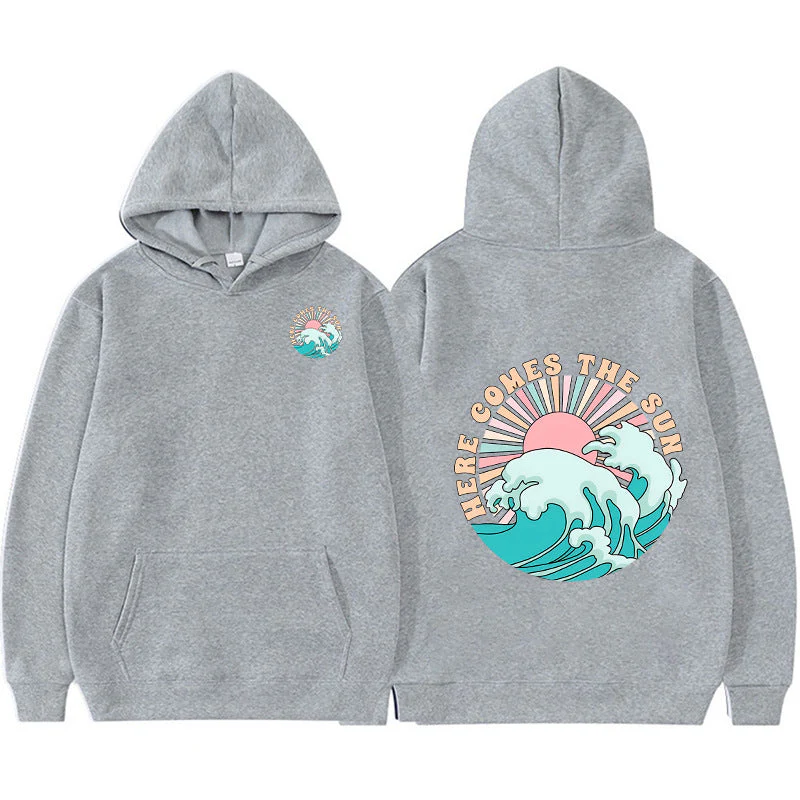 Damen Kapuzenpullover mit künstlerischem Wellenmotiv und inspirierendem Aufdruck - Image 10