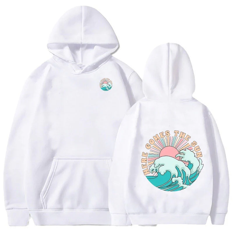 Damen Kapuzenpullover mit künstlerischem Wellenmotiv und inspirierendem Aufdruck - Image 4