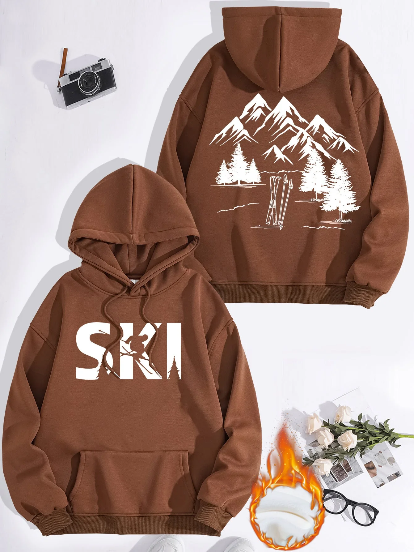 Damen Kapuzenpullover mit kunstvollem Ski-Design und gemütlicher Passform - Image 11