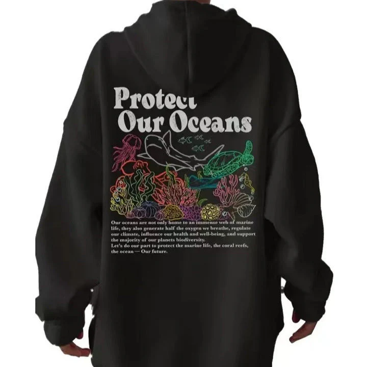 Damen Kapuzenpullover mit umweltfreundlichem Schildkröten- und Korallenmotiv - Image 10