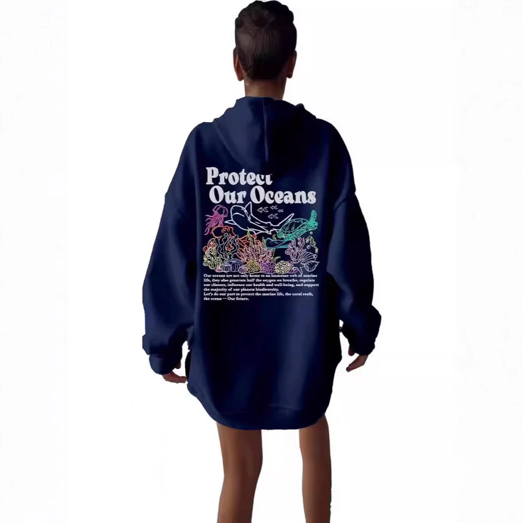 Damen Kapuzenpullover mit umweltfreundlichem Schildkröten- und Korallenmotiv - Image 2