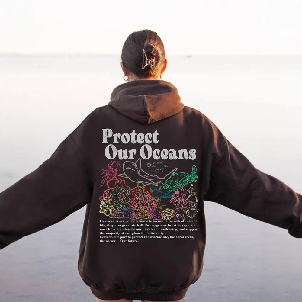 Damen Kapuzenpullover mit umweltfreundlichem Schildkröten- und Korallenmotiv - Image 3