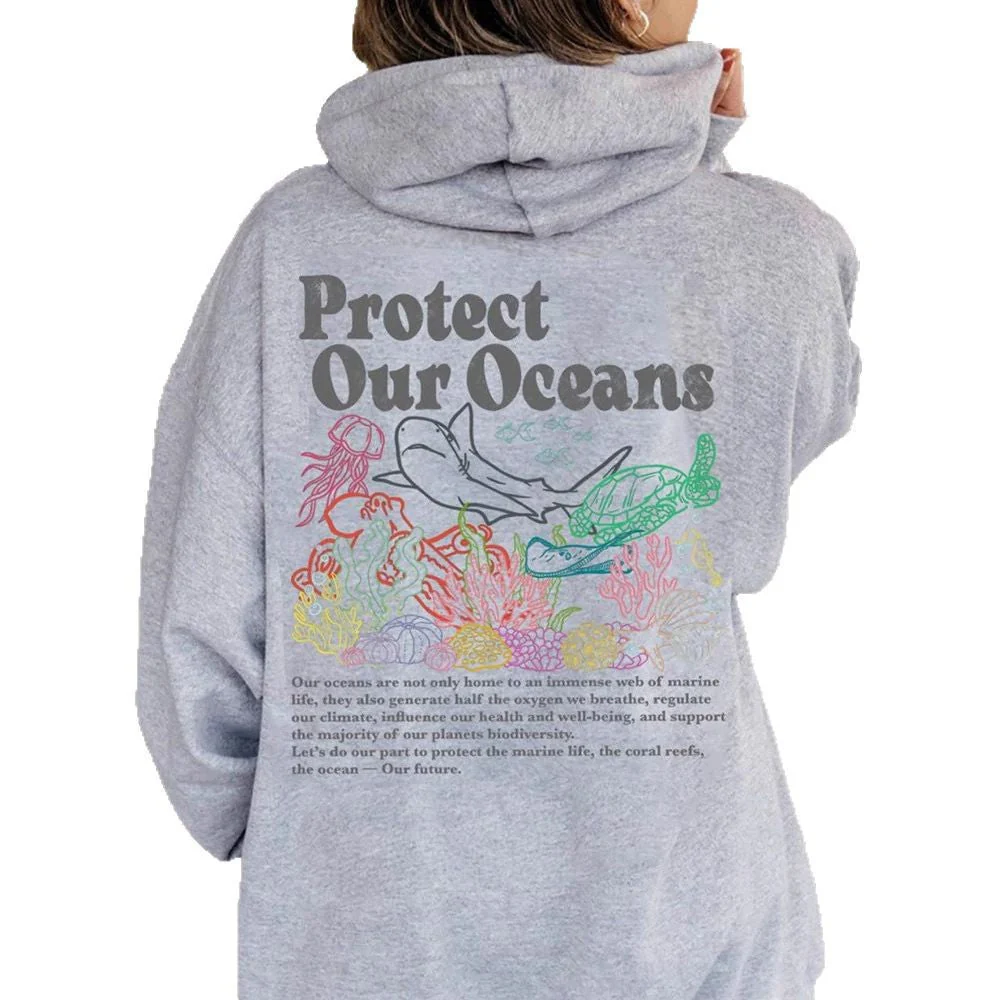 Damen Kapuzenpullover mit umweltfreundlichem Schildkröten- und Korallenmotiv - Image 4