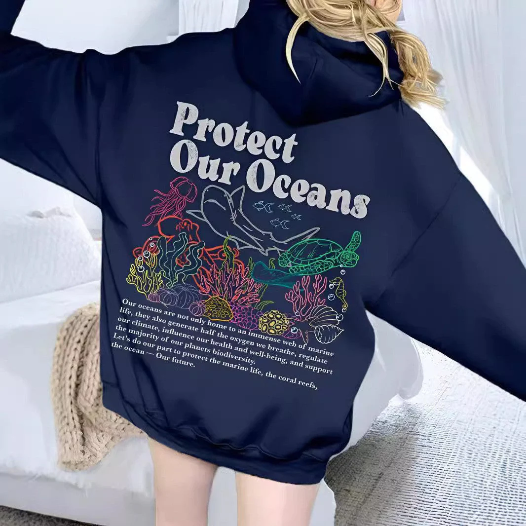 Damen Kapuzenpullover mit umweltfreundlichem Schildkröten- und Korallenmotiv - Image 5
