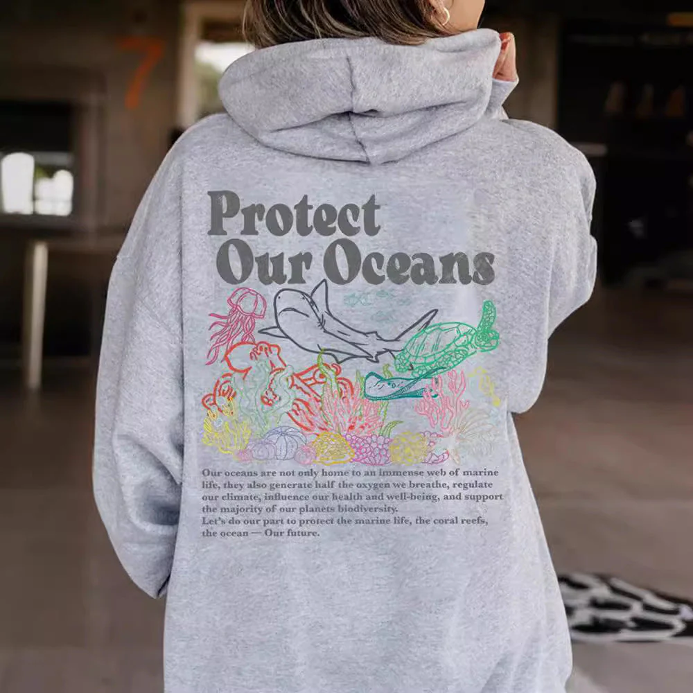 Damen Kapuzenpullover mit umweltfreundlichem Schildkröten- und Korallenmotiv - Image 6