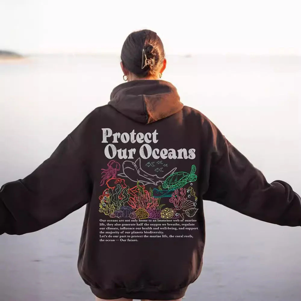 Damen Kapuzenpullover mit umweltfreundlichem Schildkröten- und Korallenmotiv - Image 8