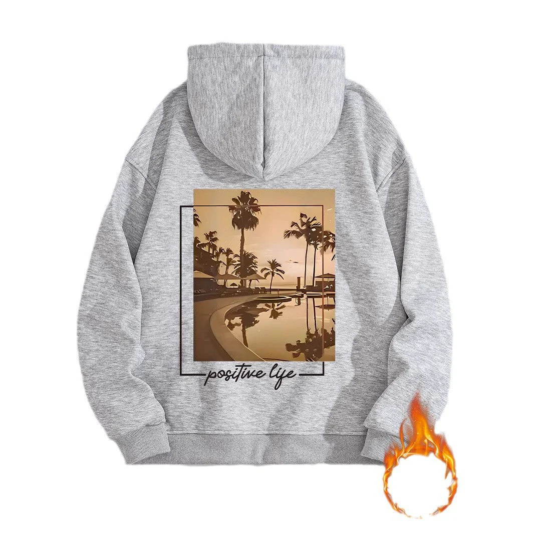 Damen Kapuzenpullover mit urbanem Palmenmotiv und positivem Schriftzug - Image 4