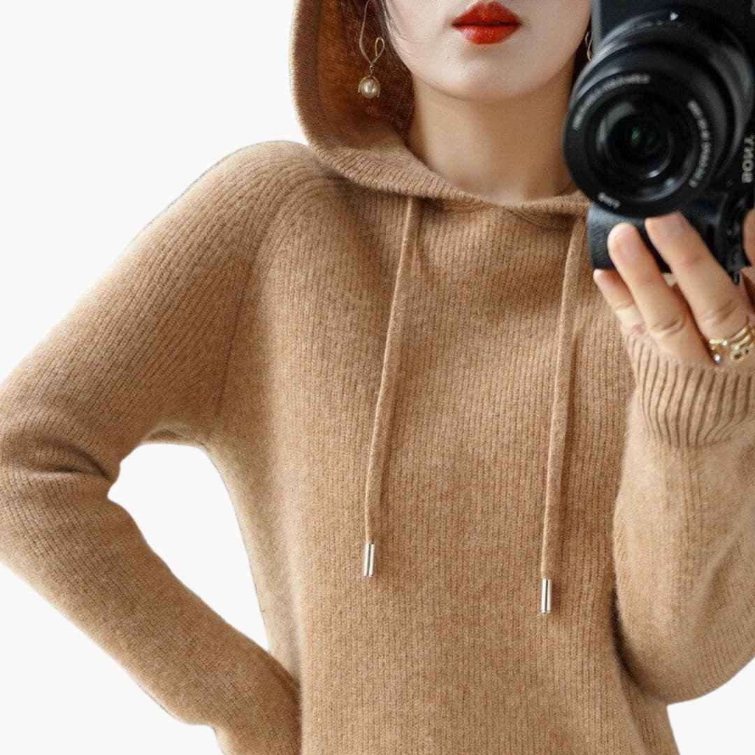 Damen Kapuzenpullover Strick mit Kapuze und langen Ärmeln - Image 2