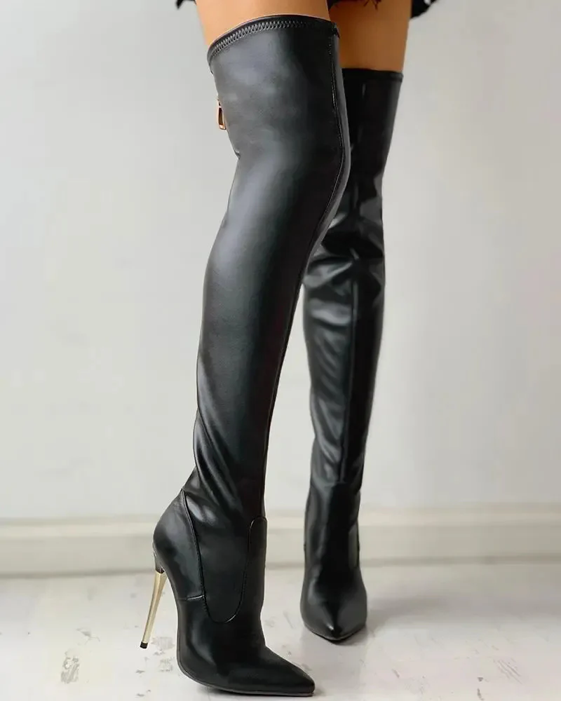 Damen klassische schwarze Overknee-Stiefel | Hohe - Image 3