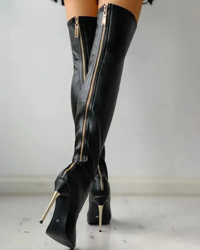 Damen klassische schwarze Overknee-Stiefel | Hohe - Image 4