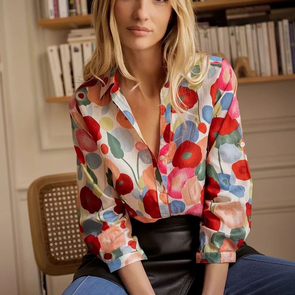 Hannelore | Damen Kleid Buntes Blumenmuster Langarm – Buntes Blumenkleid Langarm 2026 - Image 5