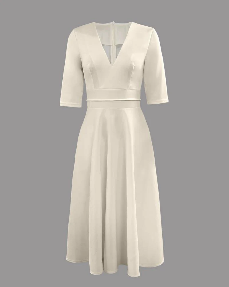 Damen Kleid mit weitem Rock | Elegantes Midikleid für Feier & Anlass - Image 3