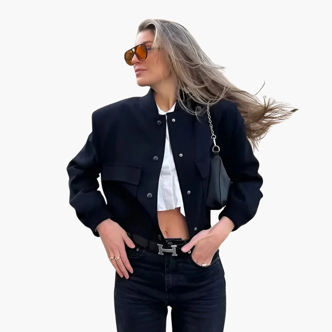 Damen kurze Bomberjacke mit Klappentaschen - Image 4