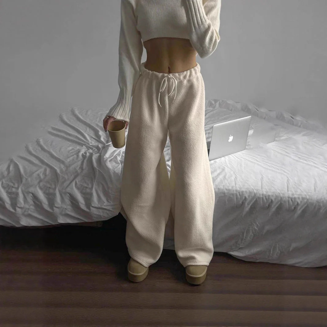 Damen kuschelige Freizeithose mit hohem Bund und seitlichen Taschen - Image 3
