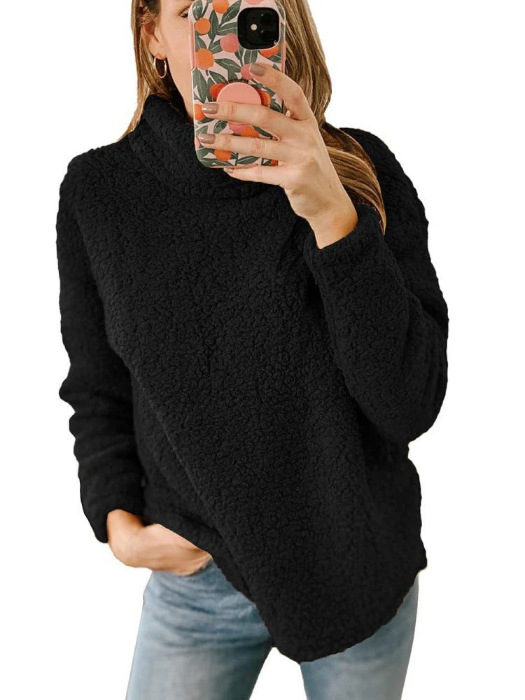 Damen Kuscheliger Fleece-Pullover mit hohem Kragen und strukturierter Oberfläche - Image 10