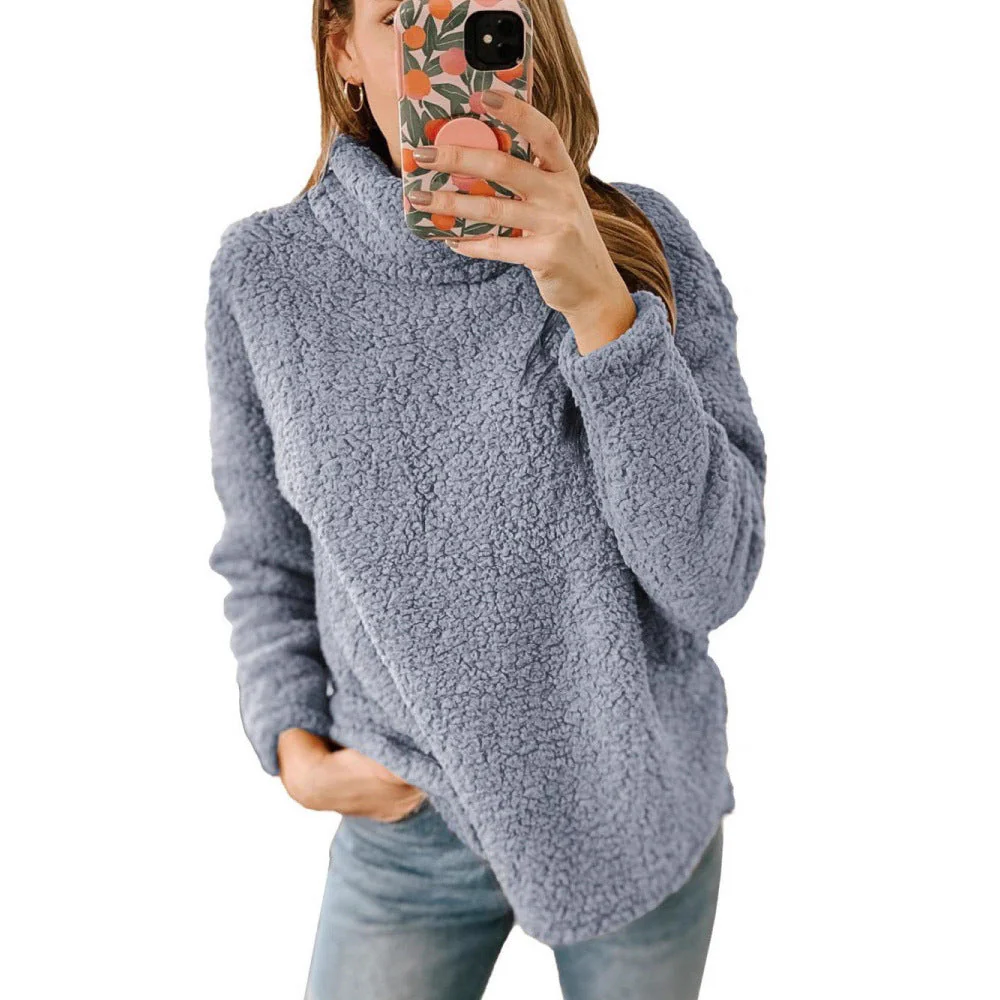 Damen Kuscheliger Fleece-Pullover mit hohem Kragen und strukturierter Oberfläche - Image 3
