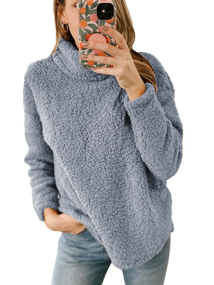 Damen Kuscheliger Fleece-Pullover mit hohem Kragen und strukturierter Oberfläche - Image 6