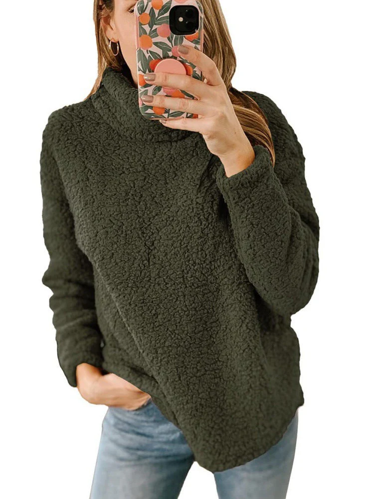 Damen Kuscheliger Fleece-Pullover mit hohem Kragen und strukturierter Oberfläche - Image 7