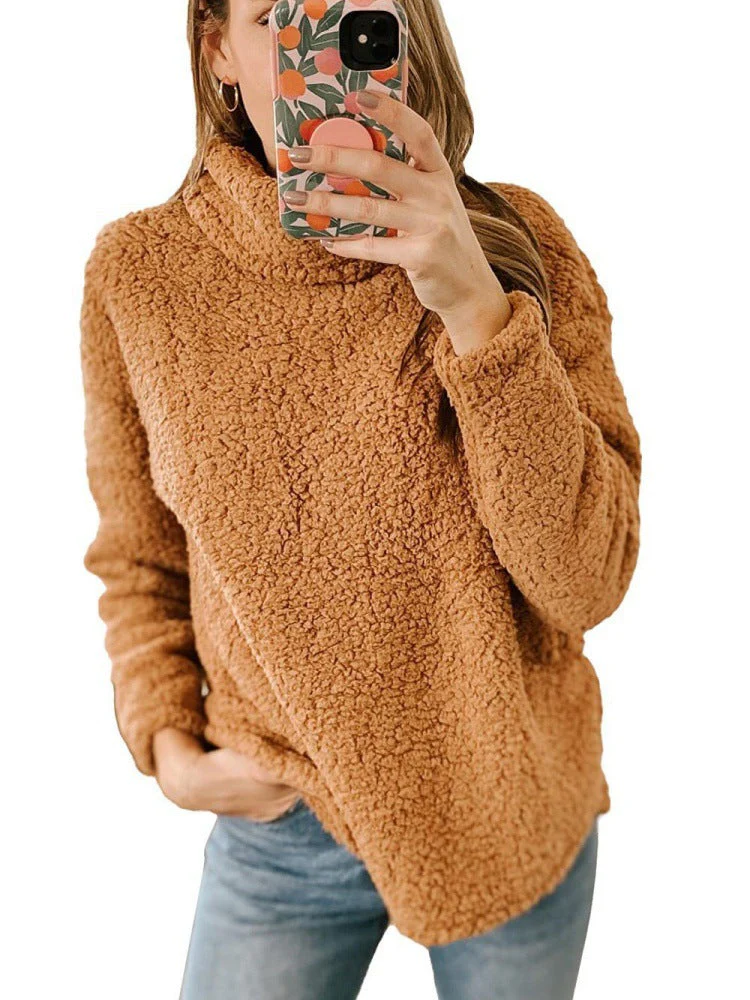 Damen Kuscheliger Fleece-Pullover mit hohem Kragen und strukturierter Oberfläche - Image 8