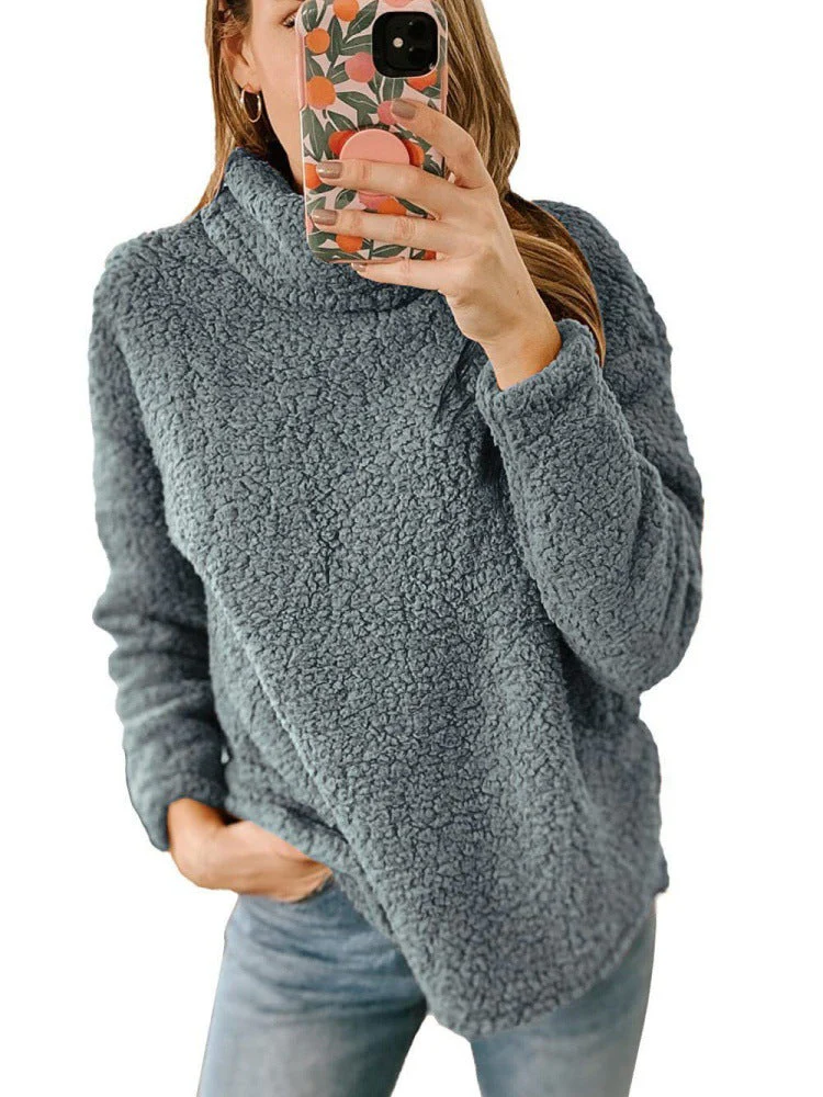 Damen Kuscheliger Fleece-Pullover mit hohem Kragen und strukturierter Oberfläche - Image 9