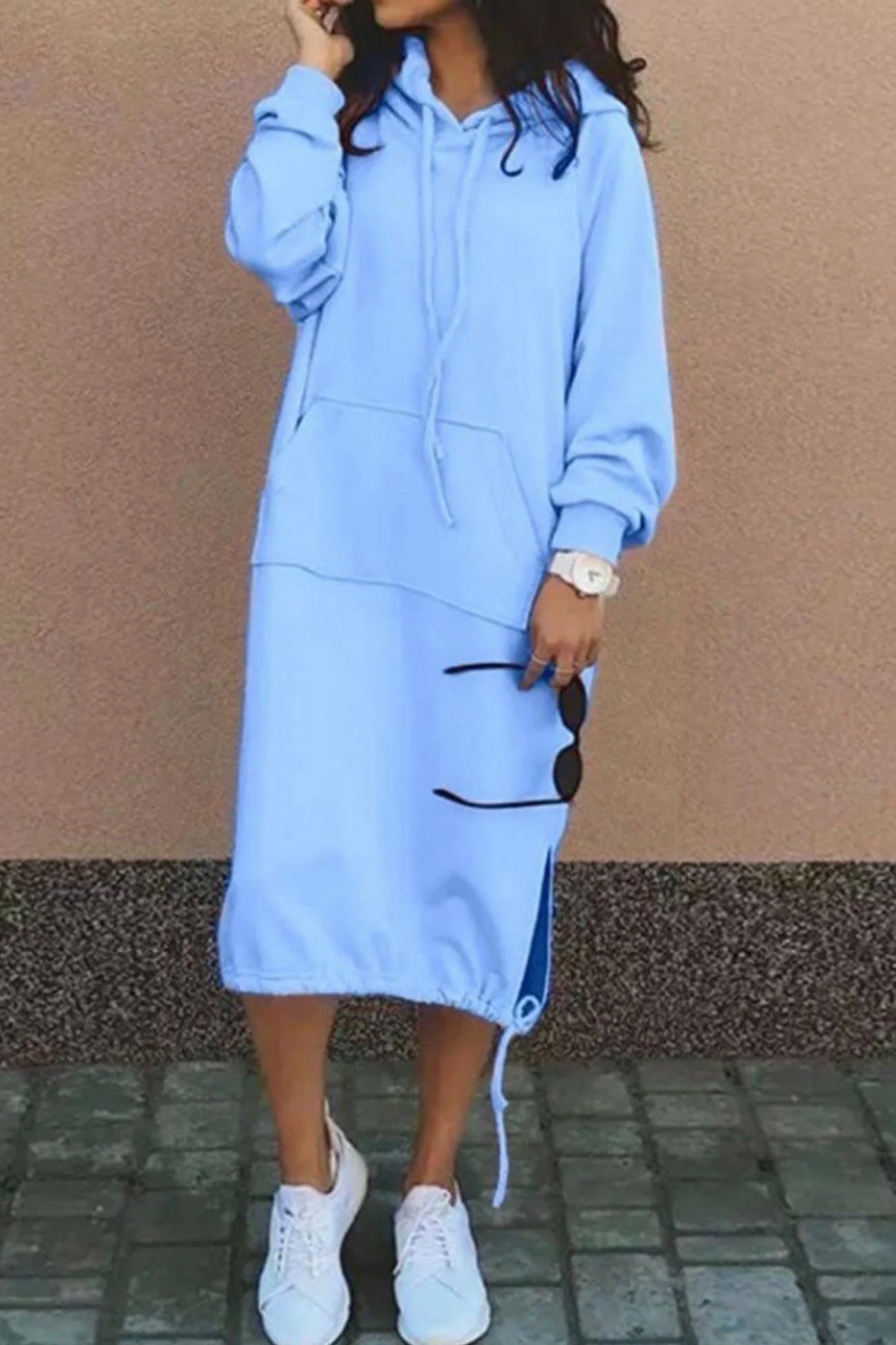 Damen Lange Kapuzenpullover Kleid | Langarm - Image 2
