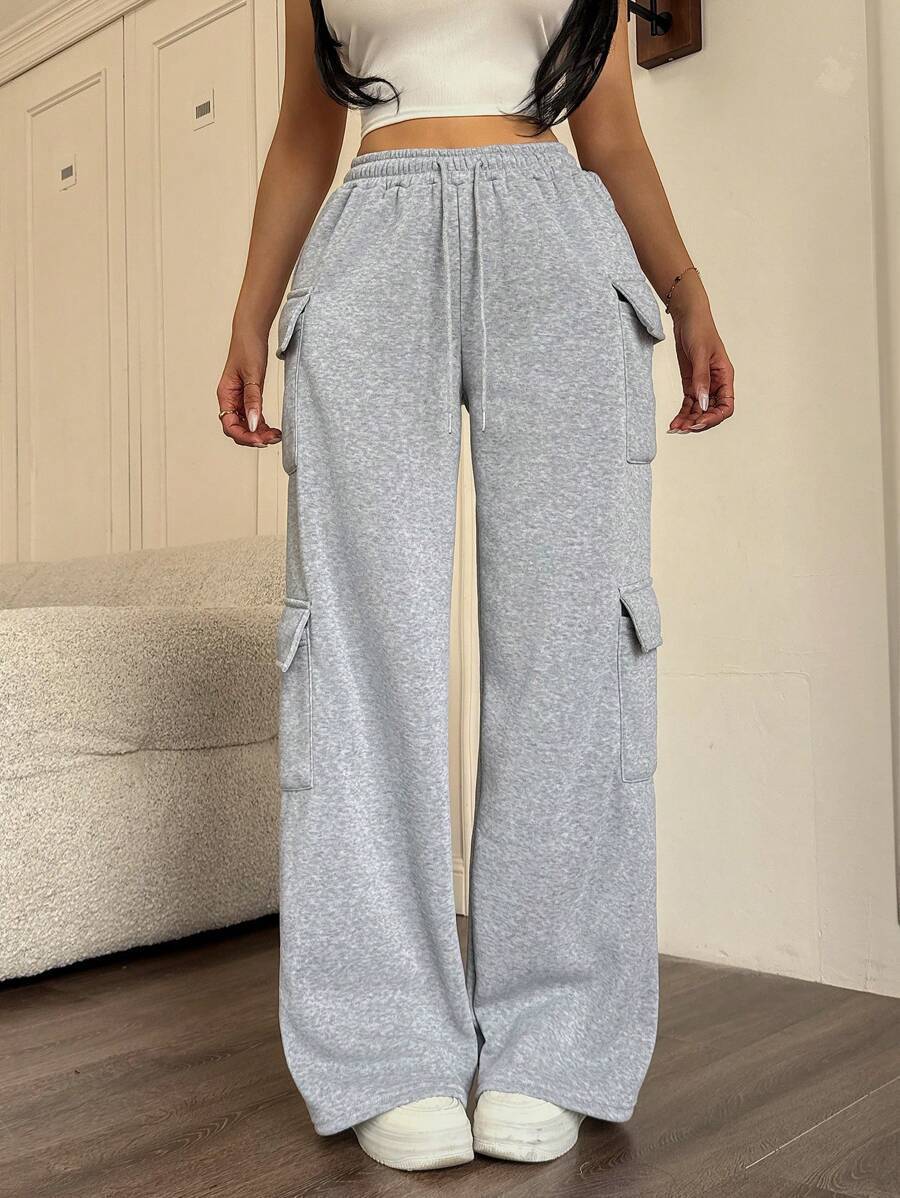Damen lässige Cargo-Hose mit weitem Bein und praktischen Taschen - Image 5