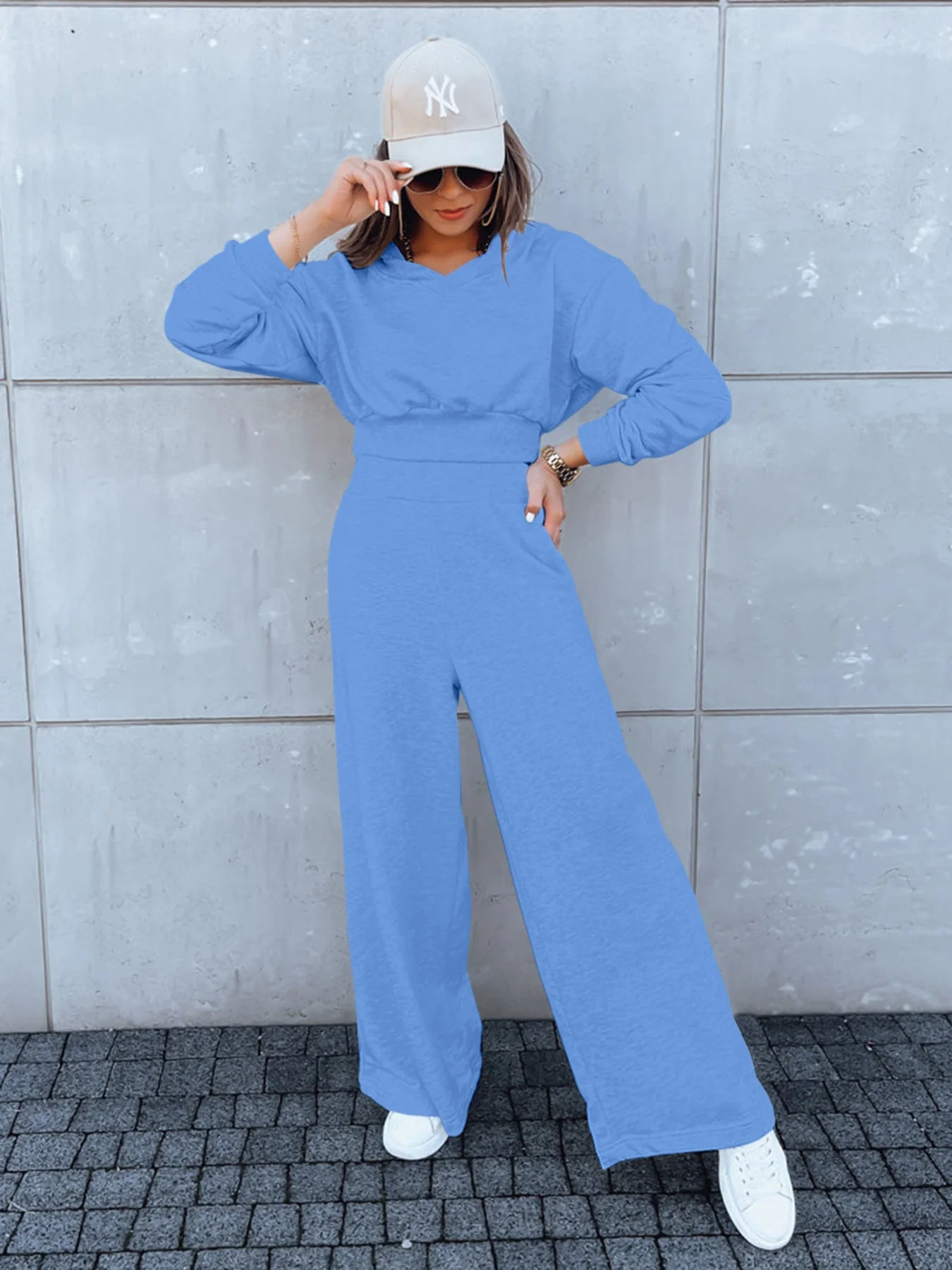 Damen lässiger Jumpsuit mit weitem Bein und praktischer Kapuze - Image 7