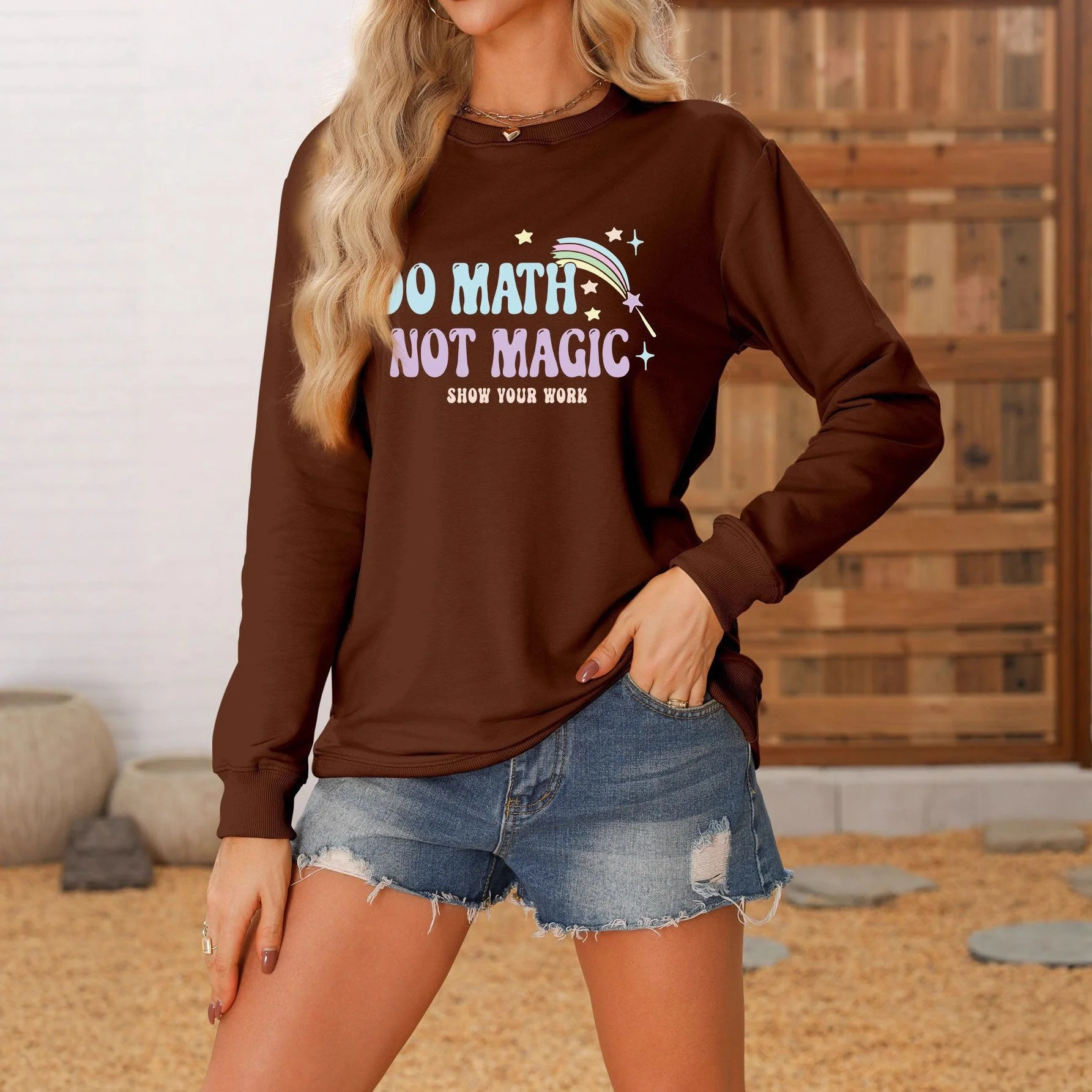 Damen lässiger Sweatshirt mit inspirierendem Mathematikmotiv - Image 3