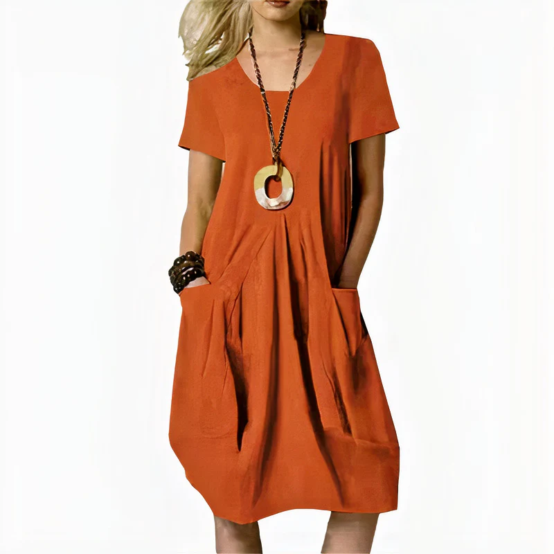 Damen lässiges Kleid mit Taschen | Midi - Image 3